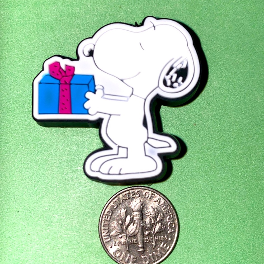 (10 for $15) Snoopy Peanuts giving a gift Crocs Shoe Charms